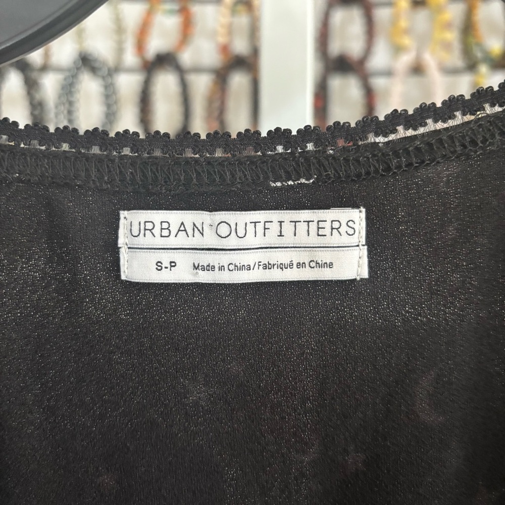 Urban Outfitters Black Mesh Star Moon Sweetheart Neck Romper Size Small - Picture 6 of 6